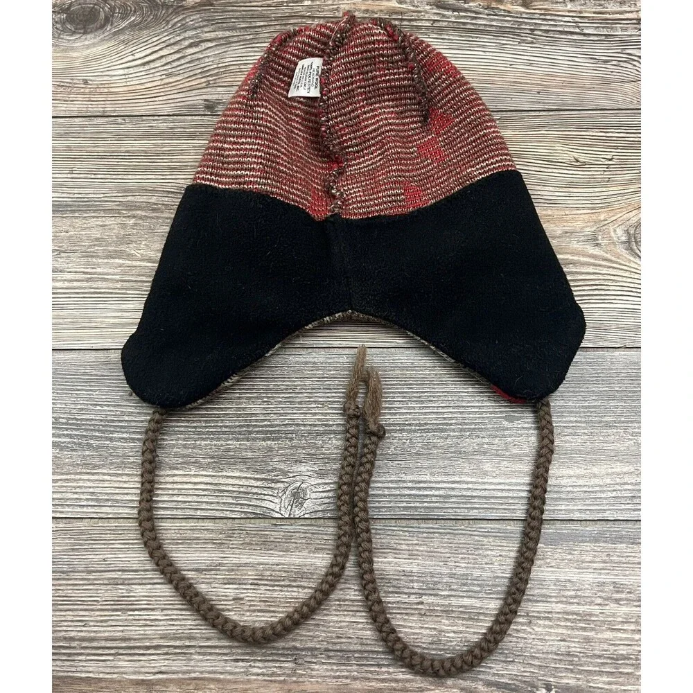Smiley Trapper Beanie Brown 100% Pure Wool OSFM‎ Made In USA